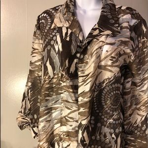 Chico’s semi sheer jacket browns size 2 L